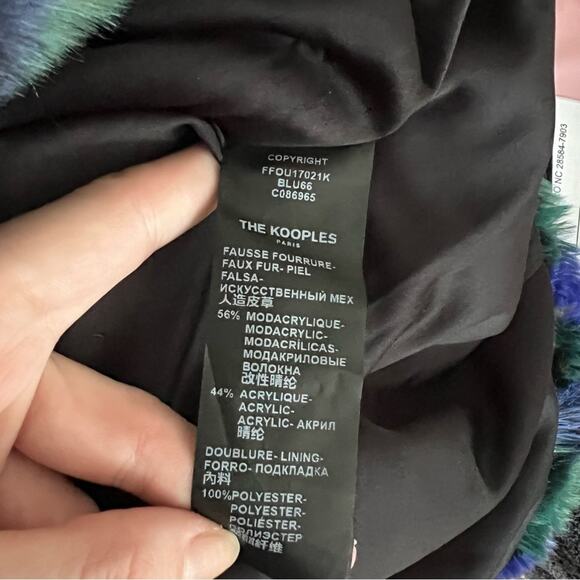 The Kooples Blue & Green Faux Fur Coat - Picture 9 of 9